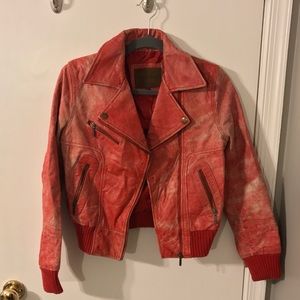Pepe jeans red leather bomber - medium